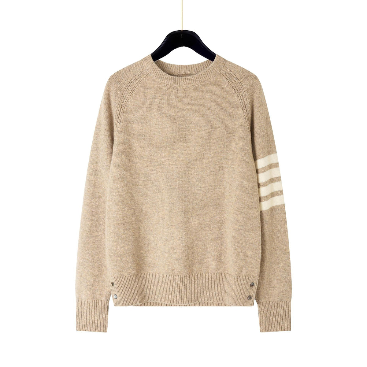 4 - Bar Cotton V - Neck Cardigan - Premium Khaki Knit Sweater | Thom Browne