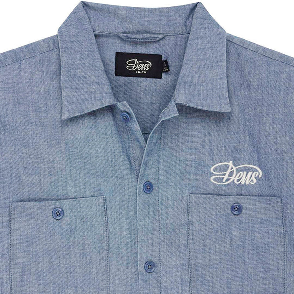 Deus Forecourt Chambray Shirt: Mid Indigo