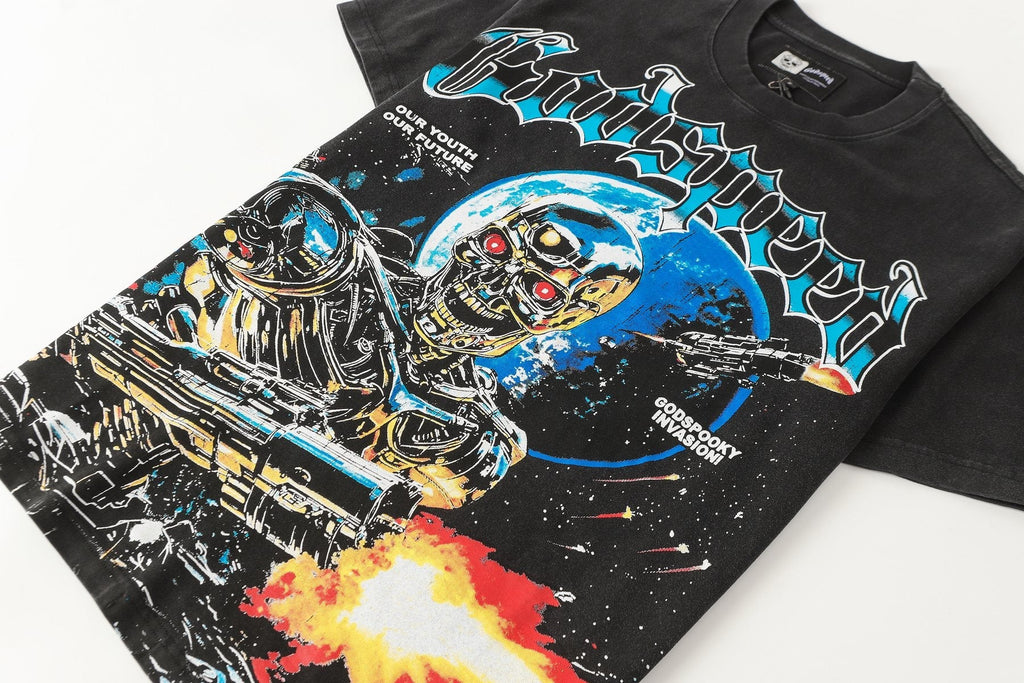 Godspeed Spooky Invasion Skeleton Graphic T-Shirt
