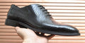 Ferragamo Black Textured Lace-Up Dress Shoes