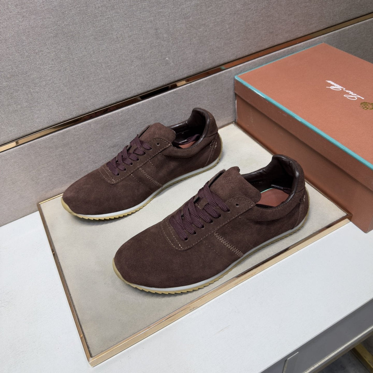 Loro Piana Dark Brown Lace-Up Casual Shoes