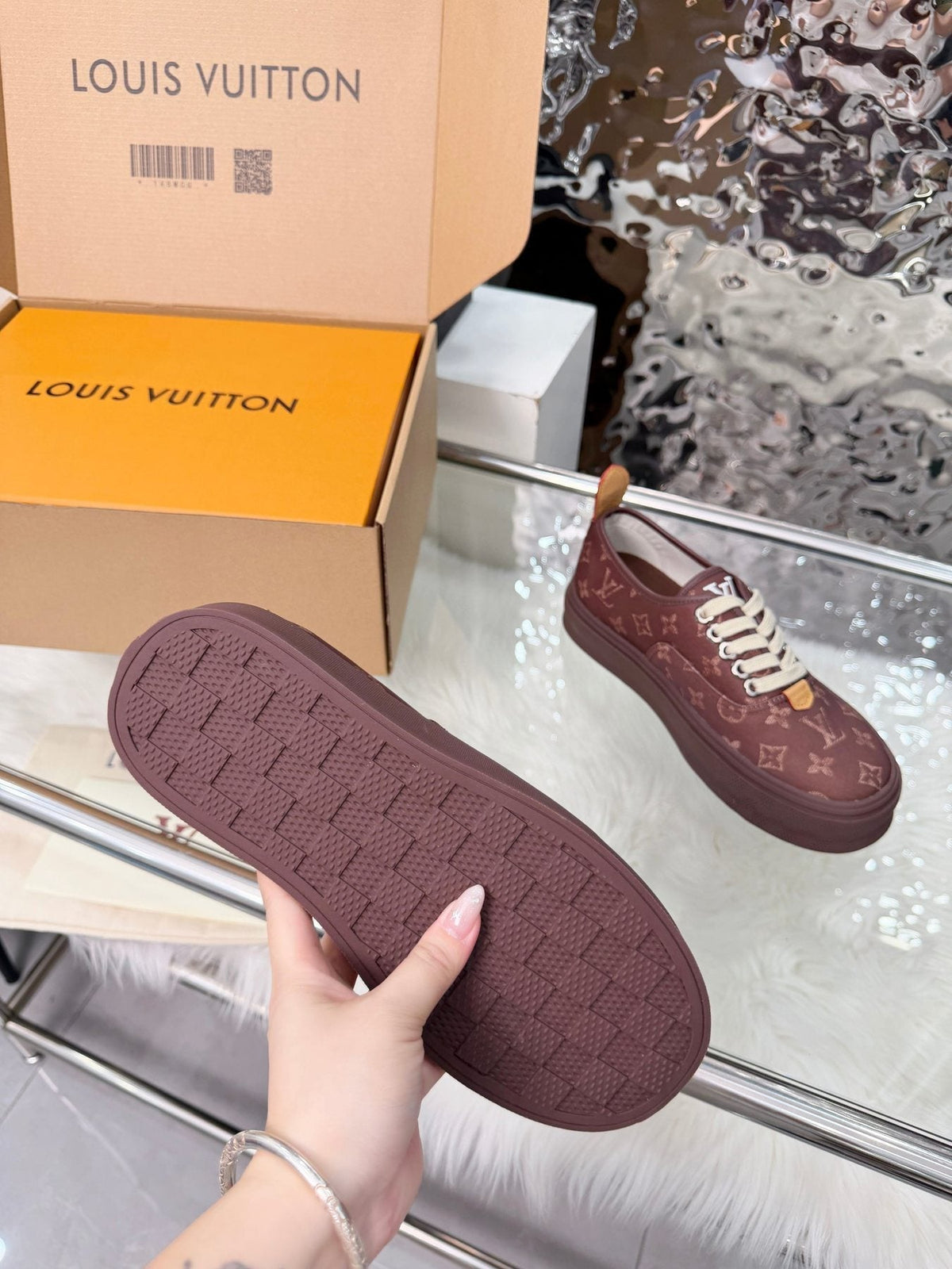 Louis Vuitton Burgundy Monogram Low-Top Sneakers
