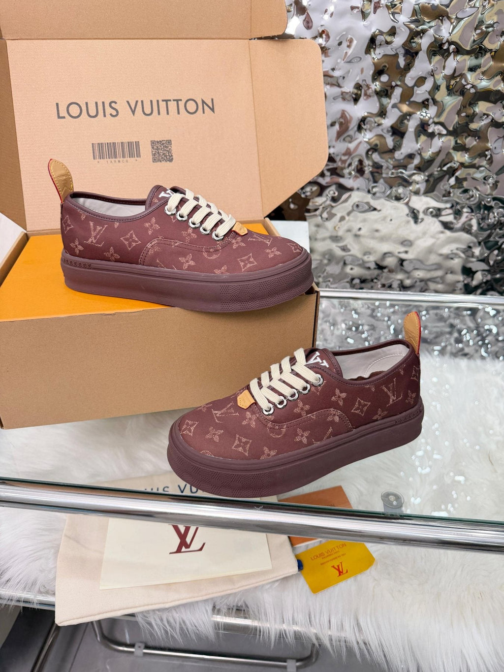 Louis Vuitton Burgundy Monogram Low-Top Sneakers