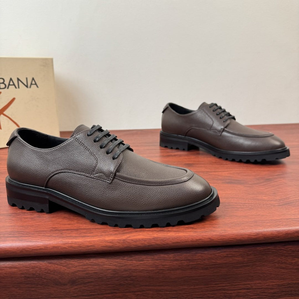 Dolce & Gabbana Men's Grained Leather Derby Shoes