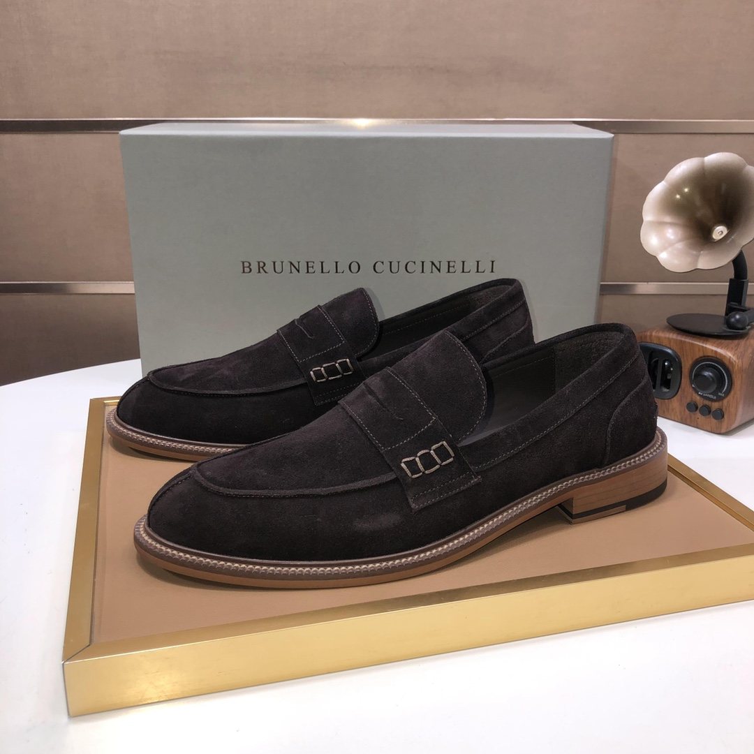 Brunello Cucinelli Men's Suede Slip-On Loafers