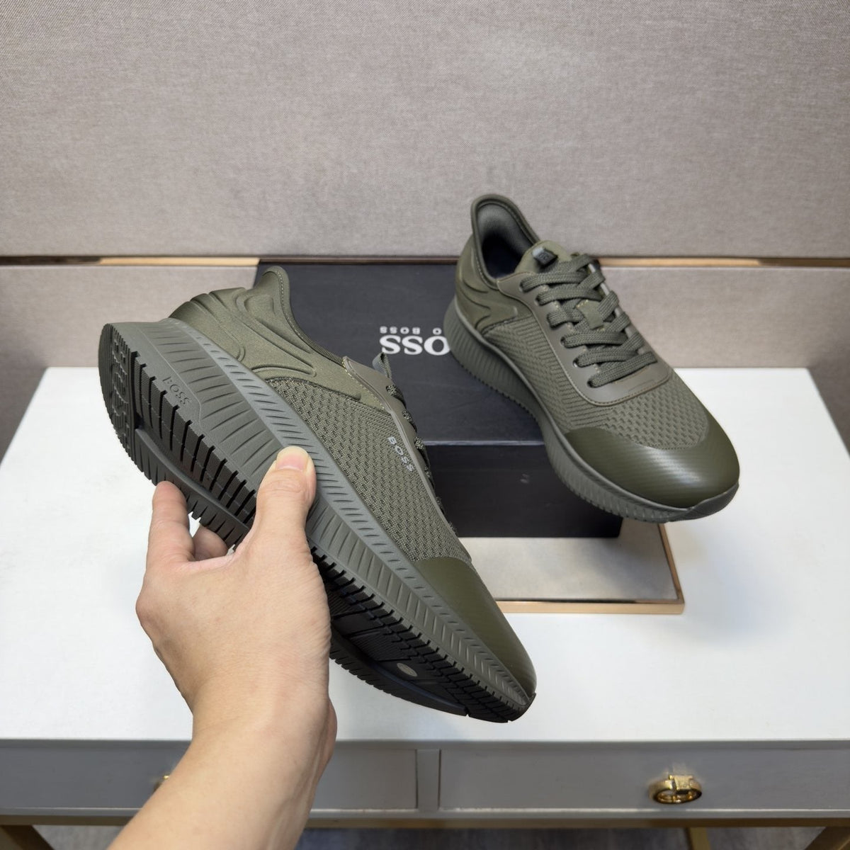 BOSS Men's Mesh Panel Sneakers