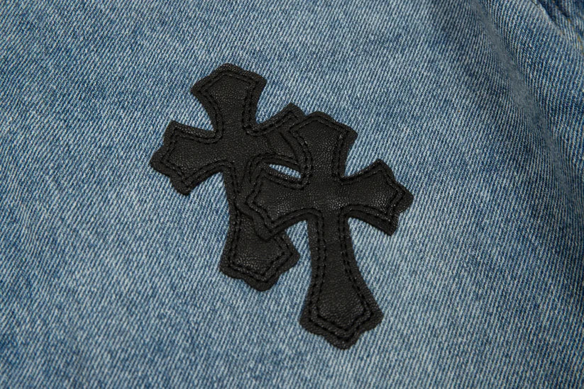 Chrome Hearts Levi's 905 Black Cross Patch Light Blue Jeans