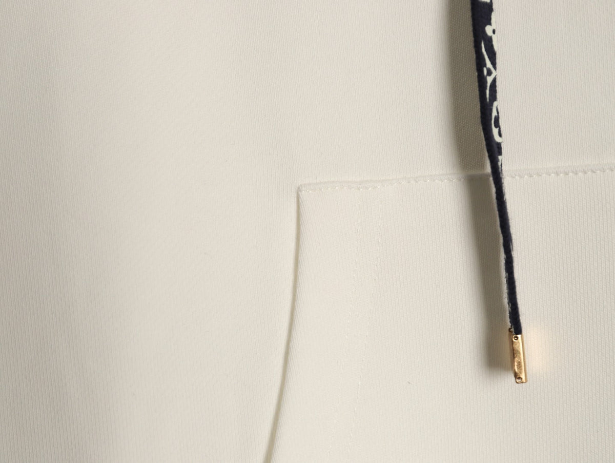 Louis Vuitton Monogram-Style Hood and Drawstring Pullover Hoodie - Cream