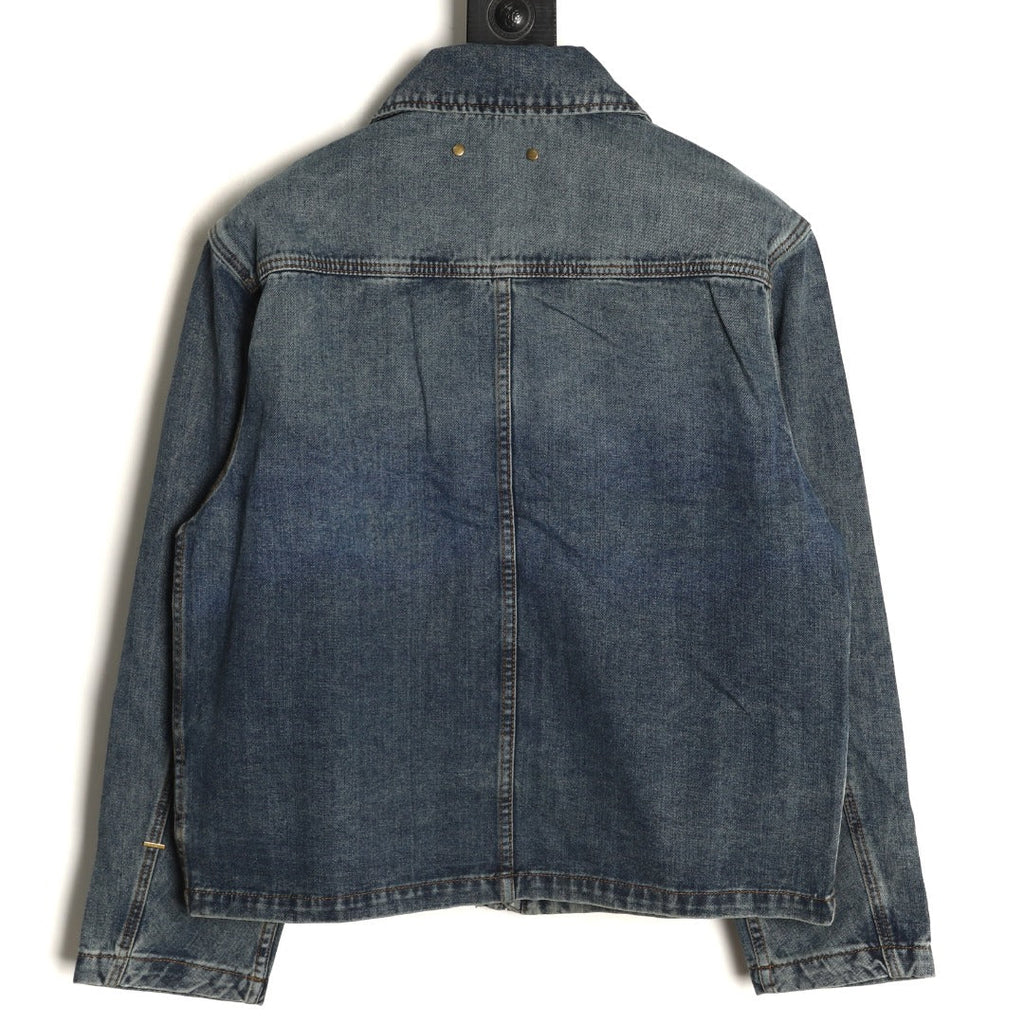 Louis Vuitton Monogram-Style Front-Panel Denim Jacket - Charcoal