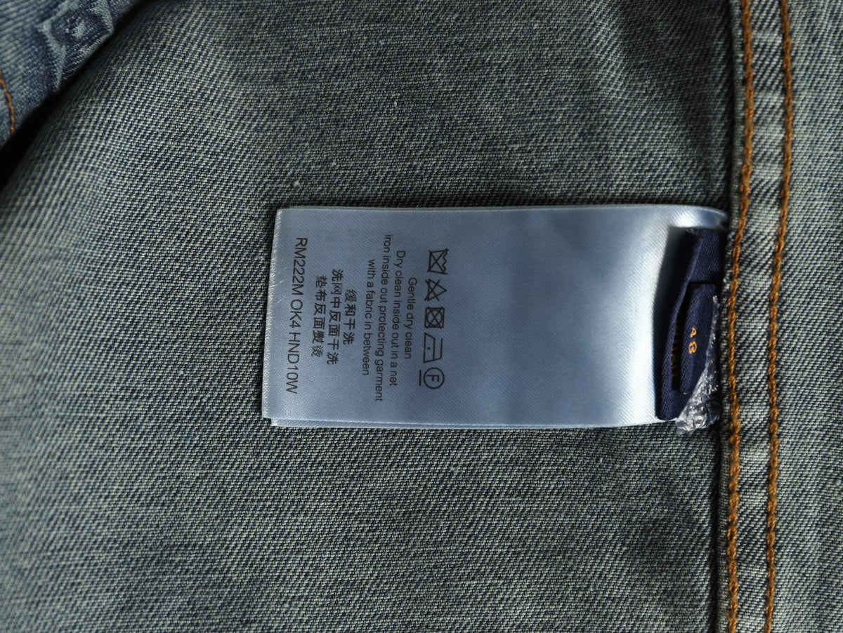 Louis Vuitton Monogram-Style Front-Panel Denim Jacket - Charcoal